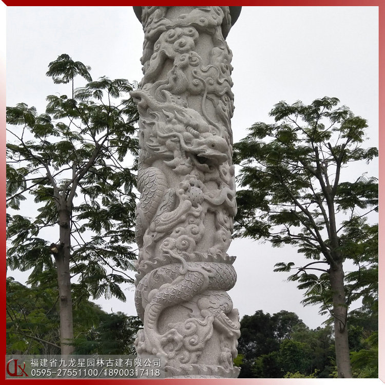 廣場石雕龍柱圖片