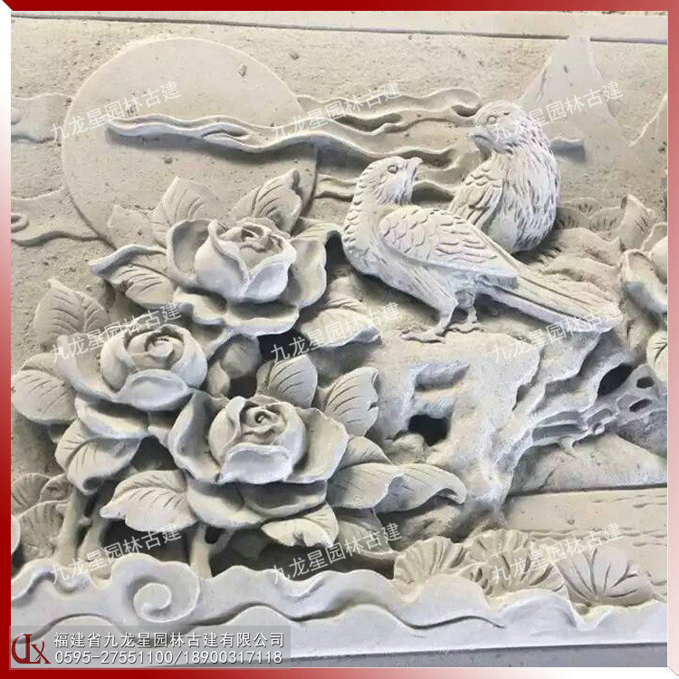石雕鳥浮雕圖片